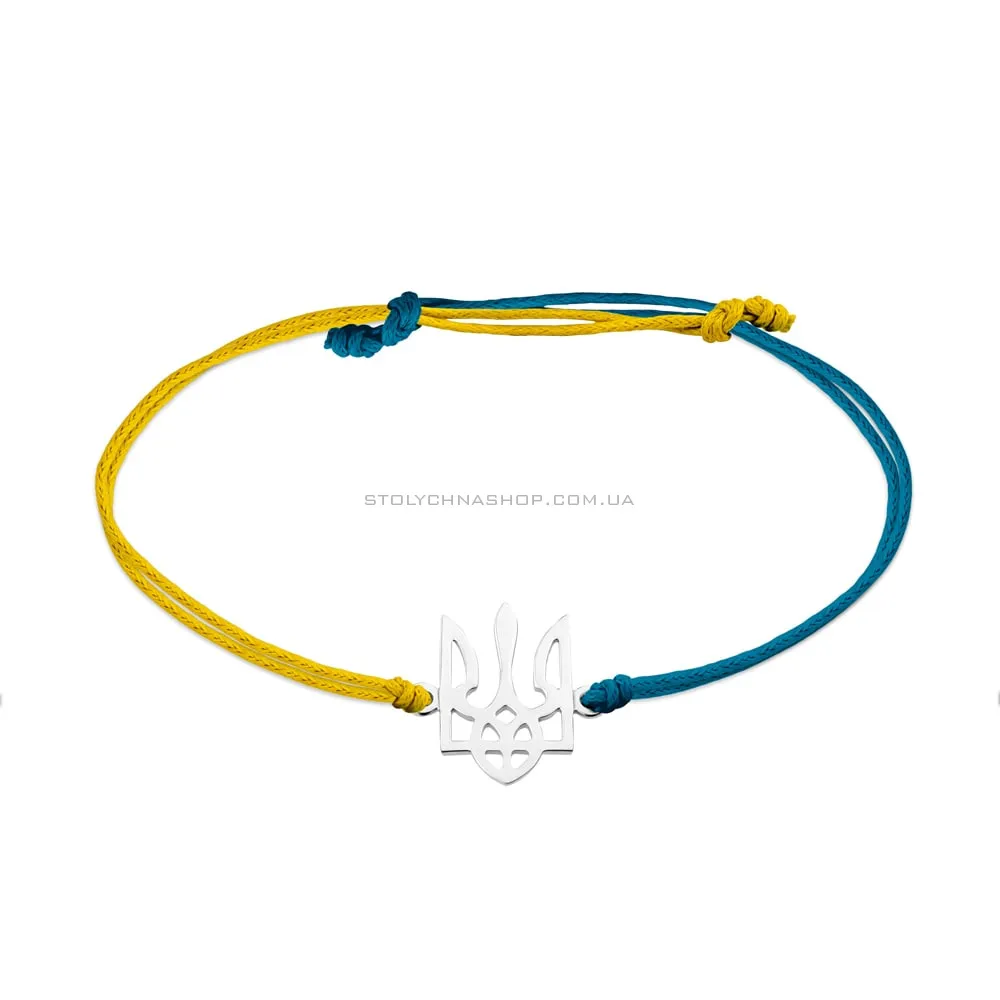 Браслет на голубой и желтой нити с серебряной вставкой  (арт. Х340031гж) - цена