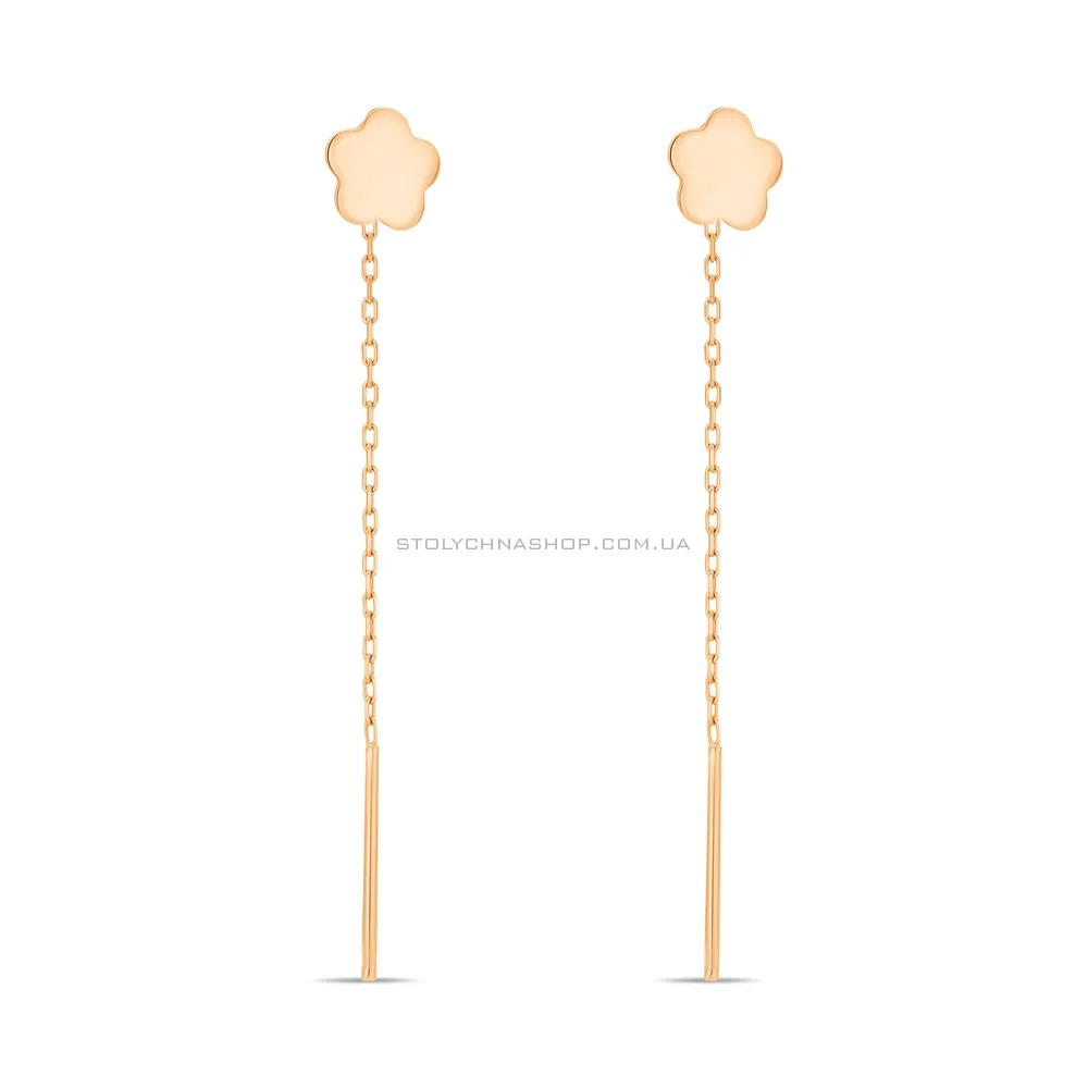 Золоті сережки-протяжки «Квіти» (арт. 106875) - цена