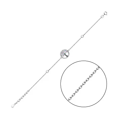 Срібний браслет Дерево Життя з альпінітами та фіанітами (арт. 7509/3966ацв)