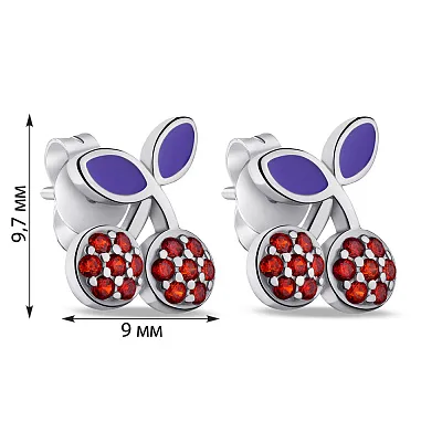 Сережки зі срібла з альпінітами Вишеньки (арт. 7518/6695еф)