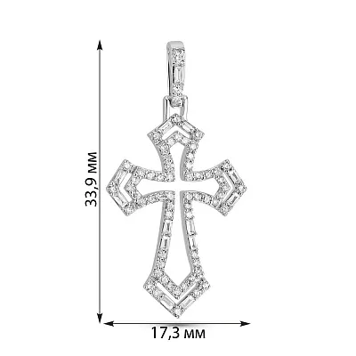Хрестик з білого золота з діамантами (арт. П341675050б)