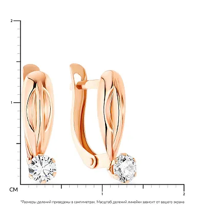 Сережки с белыми фианитами из красного золота (арт. 107485)
