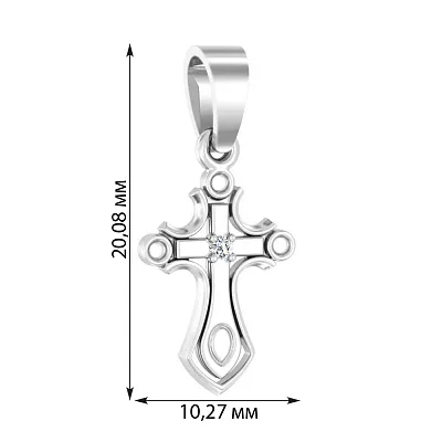 Хрестик з білого золота з фіанітом (арт. 440539б)
