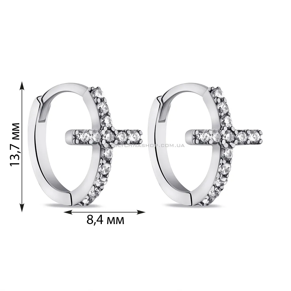Серебряные серьги-кольца с фианитами (арт. 7502/9506/10) - 2 - цена