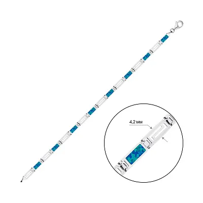 Серебряный браслет с синим опалом  (арт. 7509/3166Пос)