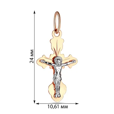 Нательный крестик с распятием из красного золота (арт. 517100)