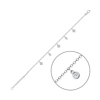 Браслет серебряный с подвесками и с фианитами  (арт. 7509/3045)