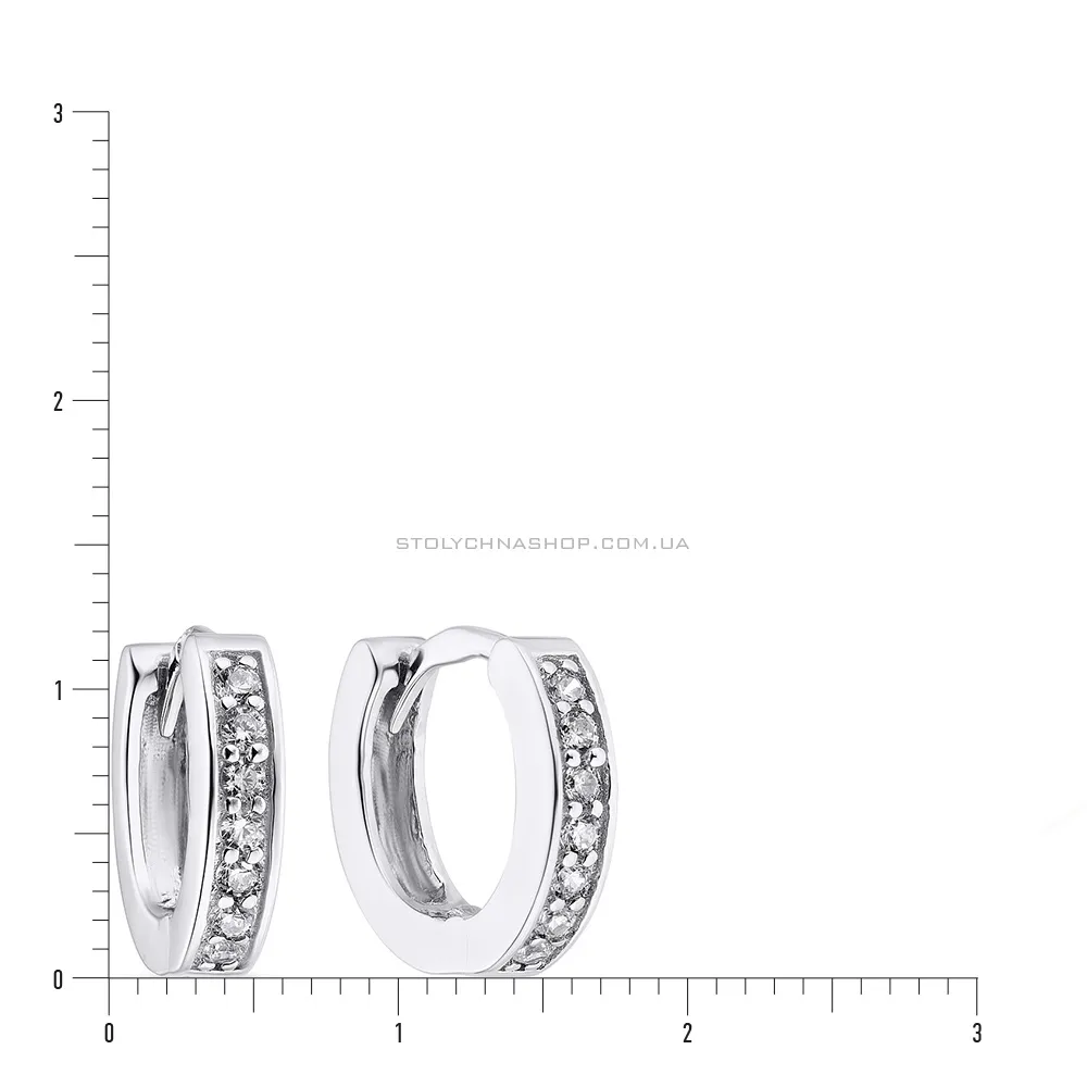 Срібні сережки кільця з фіанітами (арт. 7502/3575) - 2 - цена