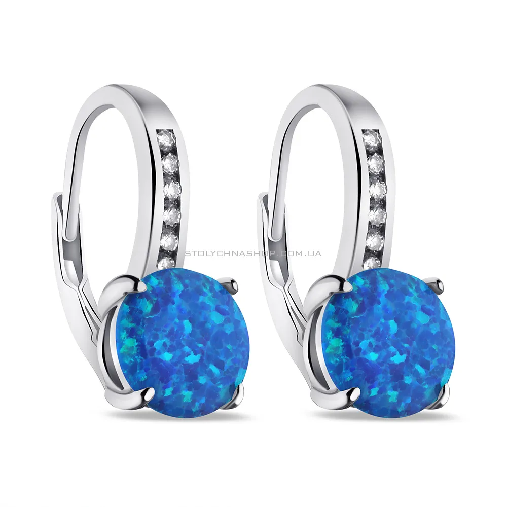 Сережки зі срібла з синім опалом (арт. 7502/9475Пос) - цена