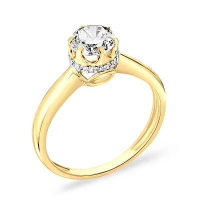 Золотое помолвочное кольцо с фианитами (арт. 140402ж)