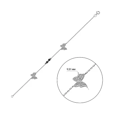Золотой браслет «Бабочки» с фианитами (арт. 322386бч)
