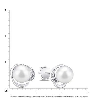 Срібні сережки з перлами і фіанітами (арт. 7518/5299жб)