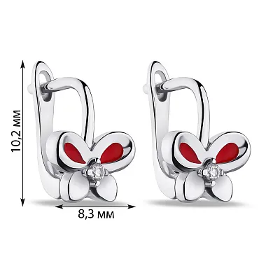 Дитячі сережки зі срібла Метелик з емаллю (арт. 7502/9039ек)