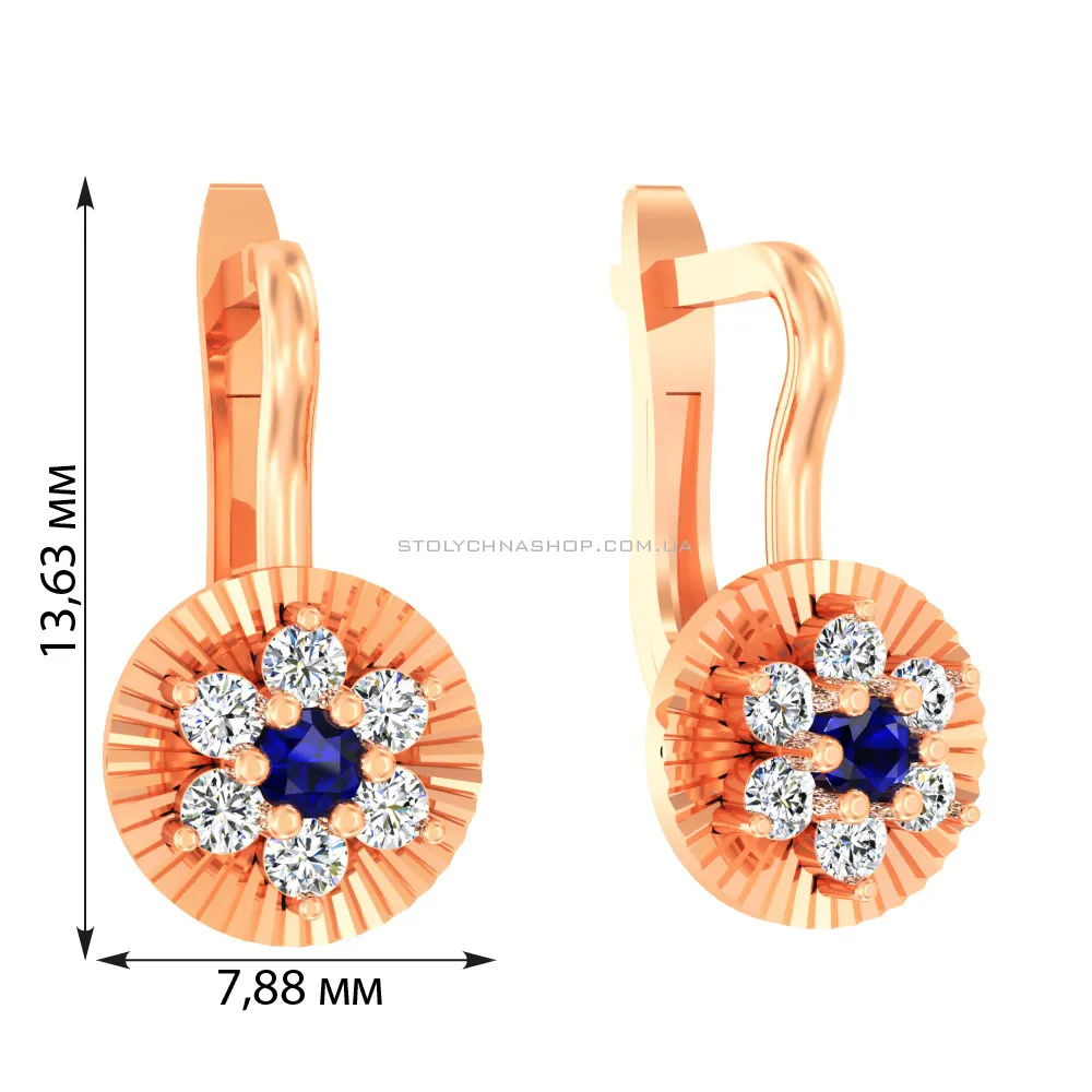 Дитячі золоті сережки з синіми фіанітами (арт. 110510с) - 2 - цена
