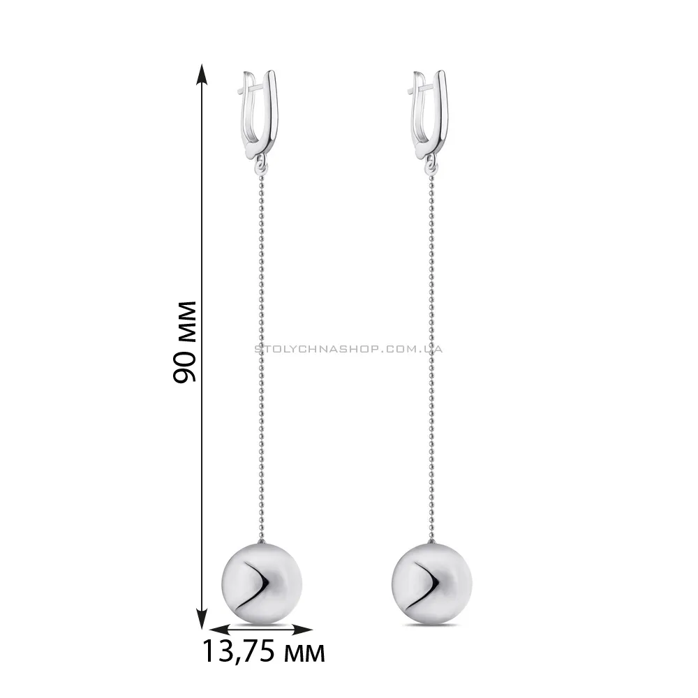 Срібні сережки-підвіски з кулями (арт. 7502/4180/2) - 2 - цена