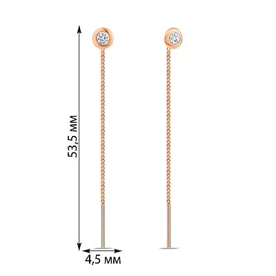 Золотые серьги-протяжки с фианитами (арт. 104980/2)