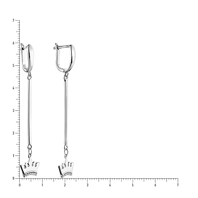 Серебряные серьги подвески «Корона» с фианитами (арт. 7502/3173)