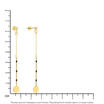 Довгі сережки з жовтого золота з емаллю (арт. 108729жеч)