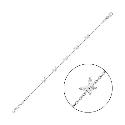 Срібний браслет Метелики з фіанітами  (арт. 7509/3881)