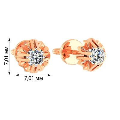 Золоті сережки пусети з фіанітом (арт. 113901)