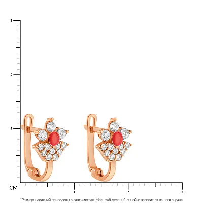 Детские сережки из золота с эмалью и фианитами (арт. 104611ек)