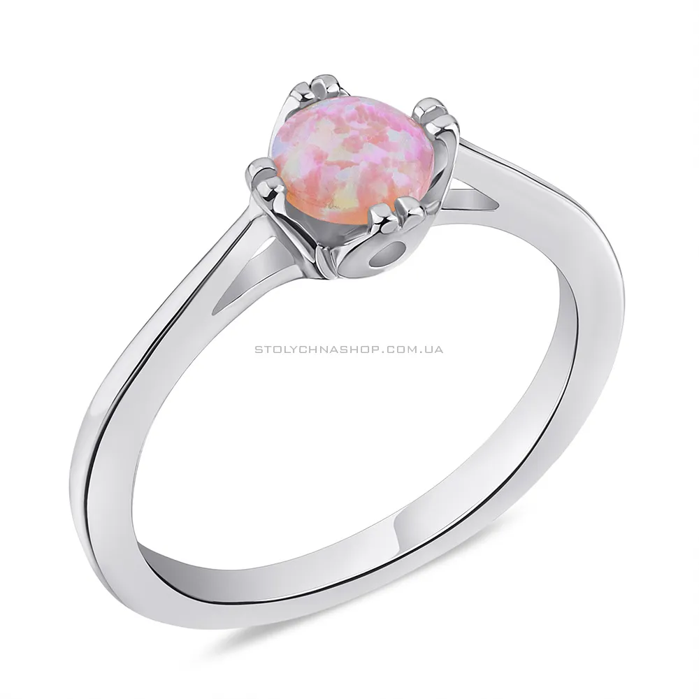 Кольцо серебряное с розовым опалом  (арт. 7501/5532Пор)