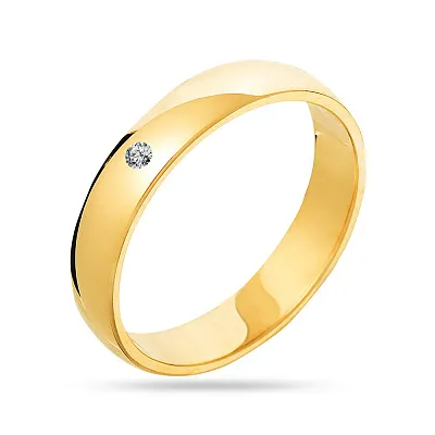 Обручальное кольцо из желтого золота с бриллиантом  (арт. К239041ж)