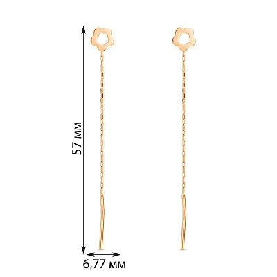 Серьги-протяжки «Цветы» из красного золота (арт. 106548)
