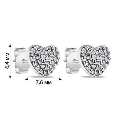 Серебряные серьги-пусеты в форме сердца (арт. 7518/6510)