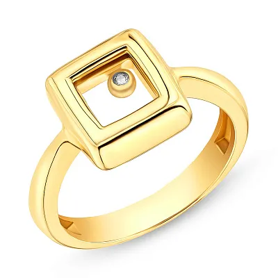 Золотое кольцо в желтом цвете металла с фианитом (арт. 155088ж)