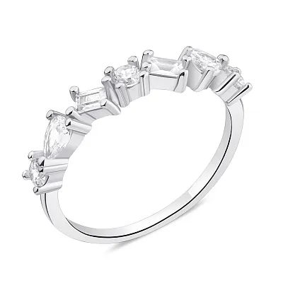 Серебряное кольцо с фианитами разной формы (арт. 7501/5971)