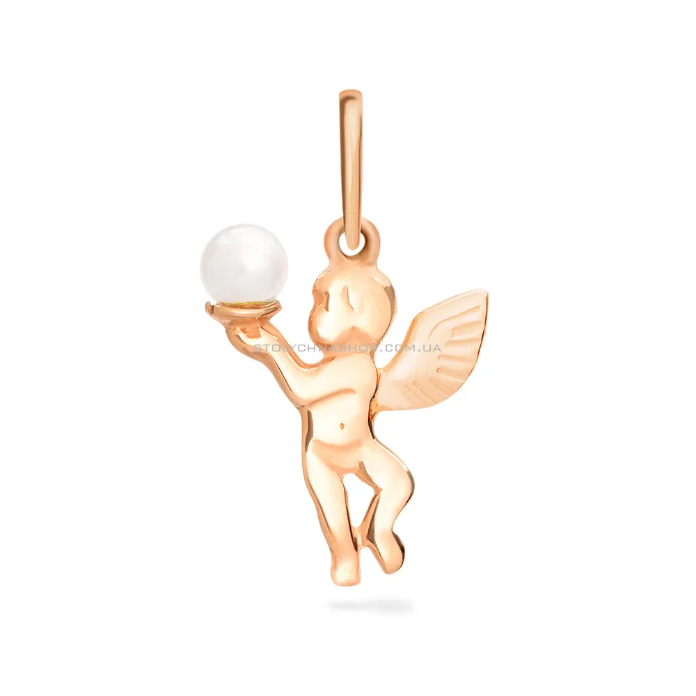 Золотая подвеска «Ангел» с жемчугом (арт. 422294прлб)