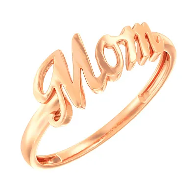 Кольцо "Mom" из красного золота  (арт. 140961)