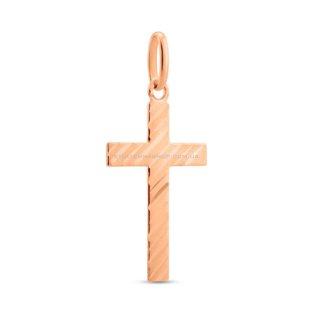 Крестик из красного золота с алмазной гранью (арт. 424874) - цена