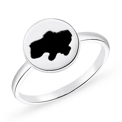 Серебряное кольцо &quot;Украина&quot; с черной эмалью  (арт. 7501/432кпеч)