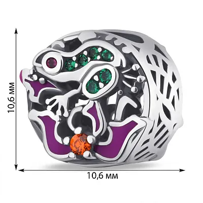 Срібний шарм &quot;Жабка&quot; з фіанітами та емаллю (арт. 7903/3301а)