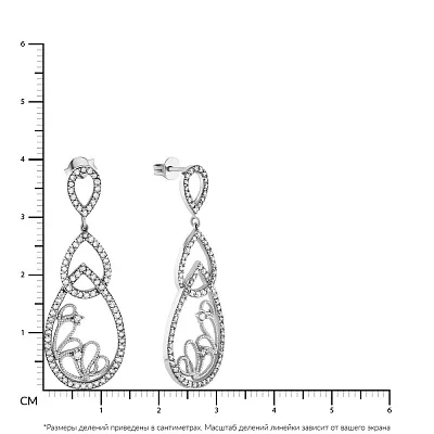 Сережки-пусети з білого золота з фіанітами (арт. 102671б)