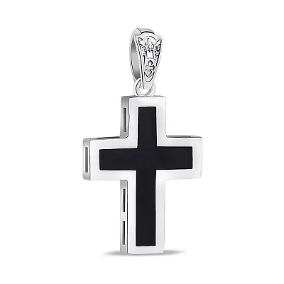 Срібний хрестик з оніксом (арт. 7503/579опю)