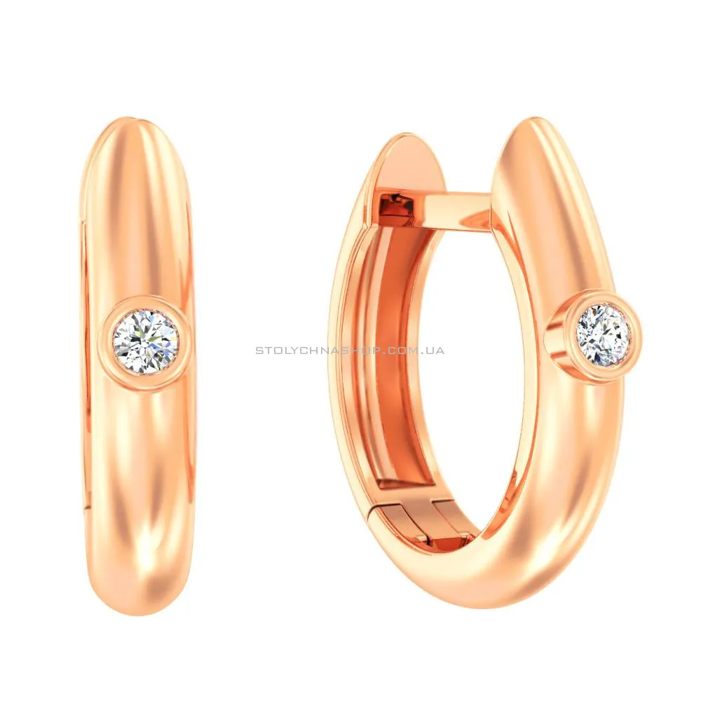 Золоті сережки кільця з діамантами (арт. С011517) - цена