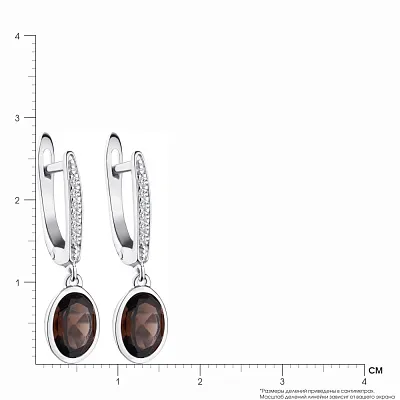 Срібні сережки з кварцом і фіанітами (арт. 7002/4030Пккр)