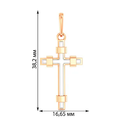 Хрестик з червоного і білого золота (арт. 440926кб)