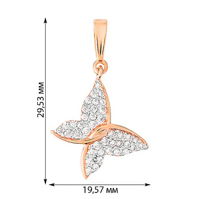 Золотая подвеска «Бабочка» с фианитами (арт. 440336)