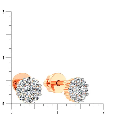 Золотые серьги пусеты с фианитами (арт. 110353)