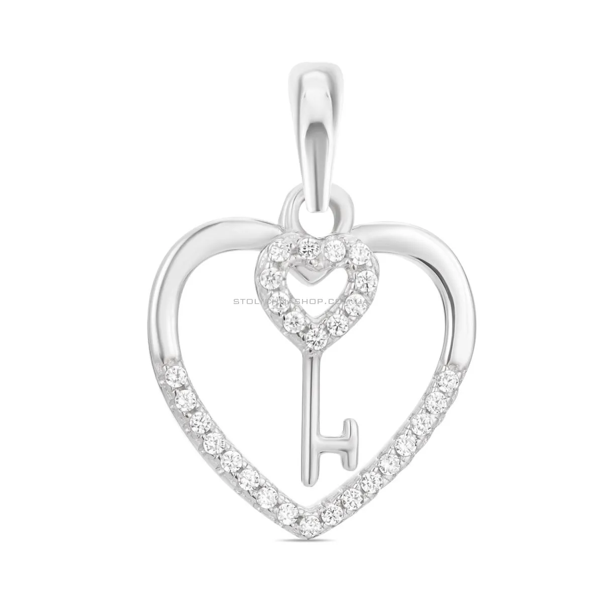 Срібний кулон «Ключ до серця» з фіанітами (арт. 7503/3073)