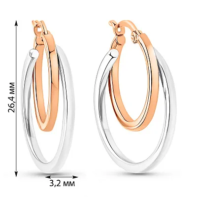 Сережки-кільця з червоного і білого золота (арт. 109413/25кб)