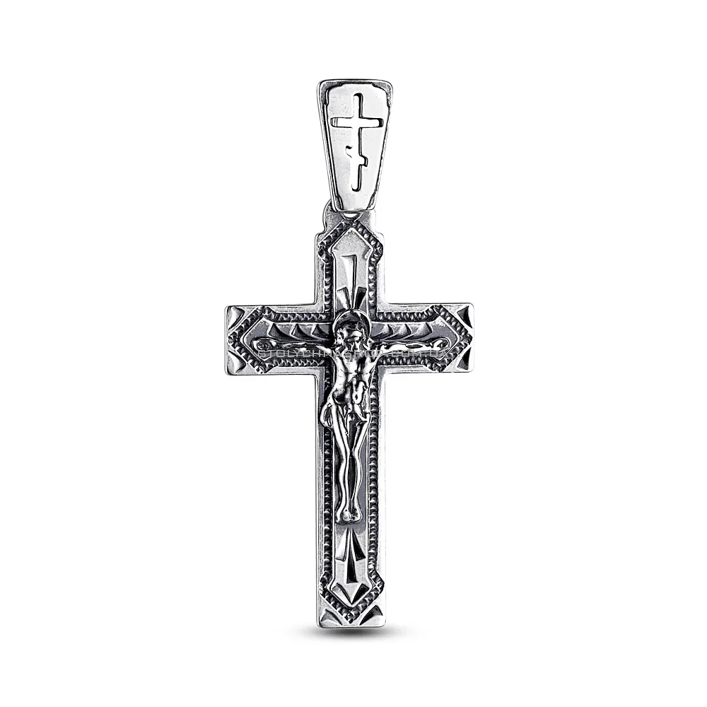 Срібний натільний хрестик "Розп'яття Христове" (арт. 7904/3543-ч)