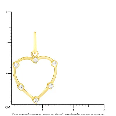 Підвіска «Серце» з жовтого золота з фіанітами (арт. 423554ж)