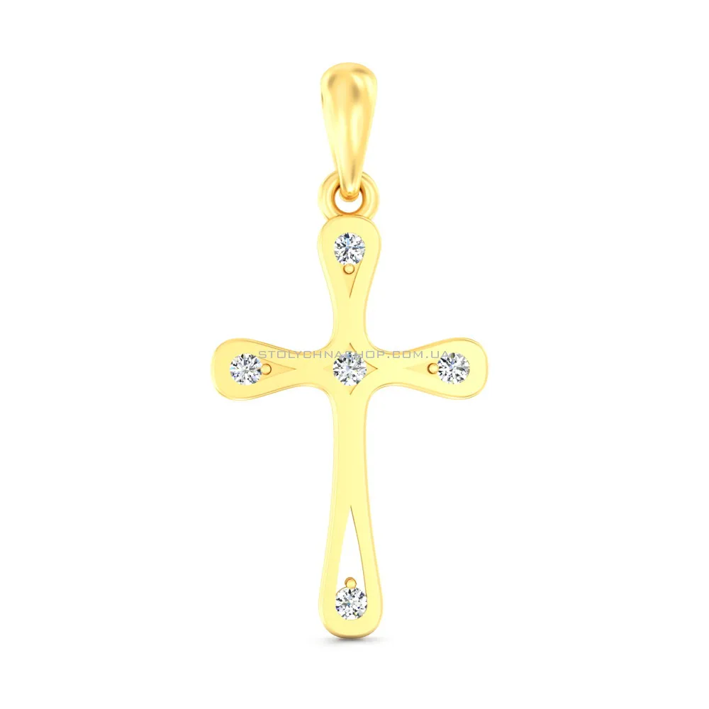 Золотой крестик с бриллиантами (арт. П011436005ж) - цена