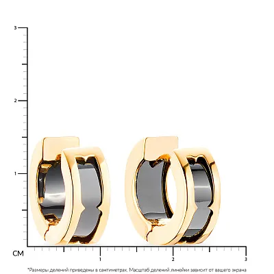 Сережки-кільця з червоного золота з оніксом (арт. 104180/15о)
