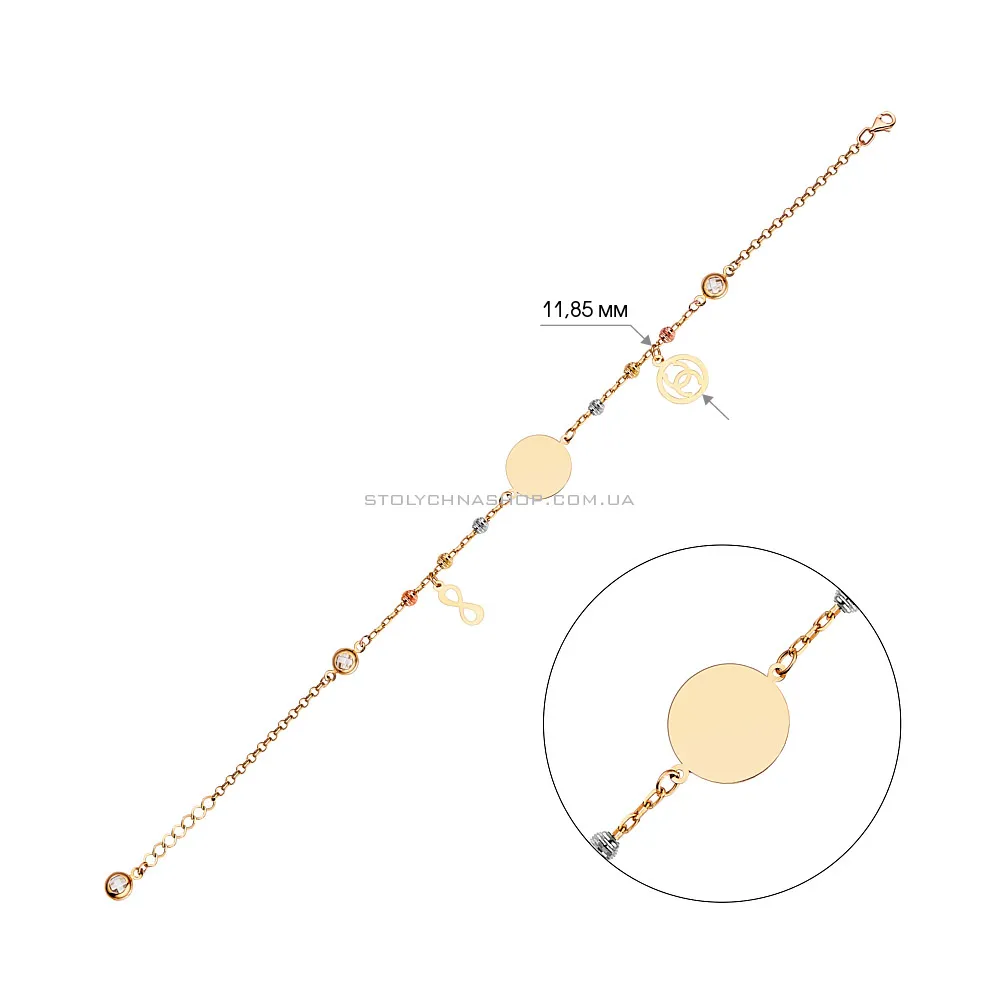 Браслет из золота "Монеты" с подвесками (арт. 325170/10жбкП2) - 2 - цена